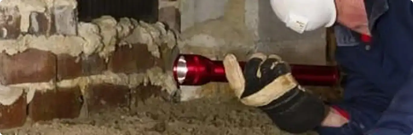 Pest control technician inspecting a crawl space for ant activity in Chandler Heights, AZ